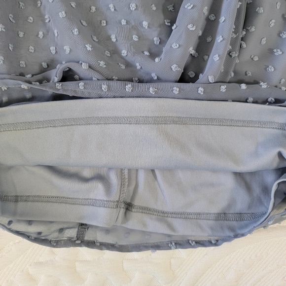 NWT Lulus Much Love Light Blue Swiss Dot Long Sleeve Tie Front Mini Dress XS - Picture 8 of 12